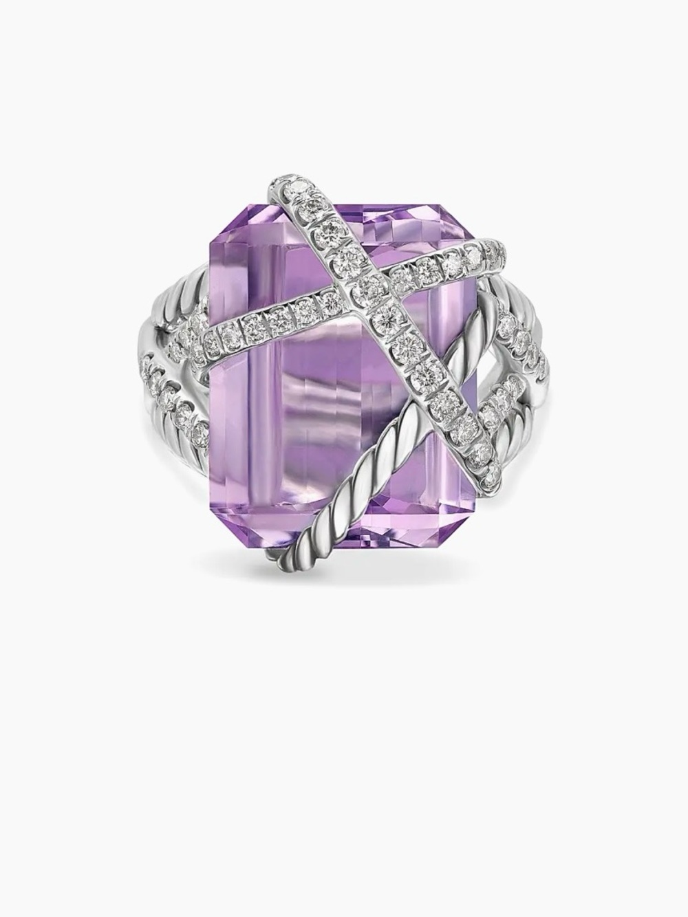 David Yurman Crystal Cable Wrap Ring in Sterling Silver